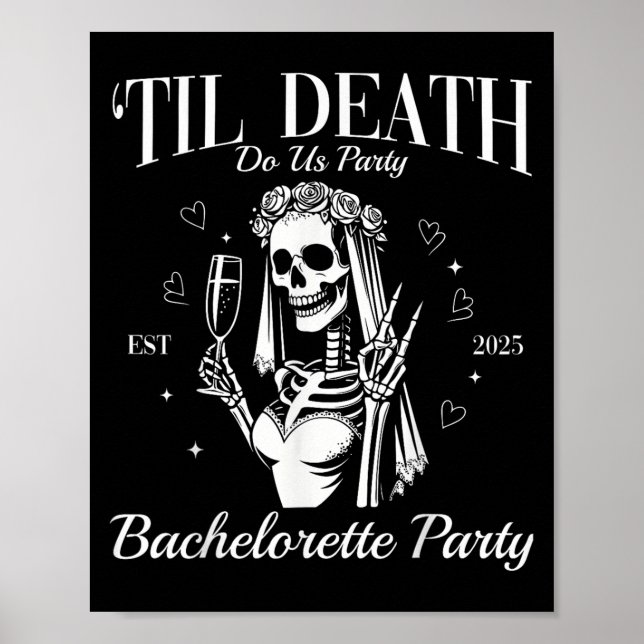 Til Död Do US Party Retro Halloween Bachelorette Poster (Framsidan)