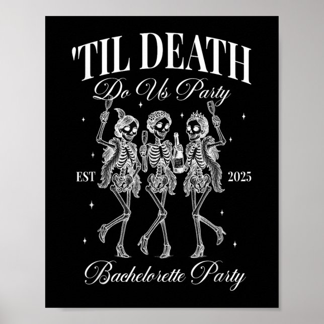 Til Död Do US Party Retro Halloween Bachelorette Poster (Framsidan)