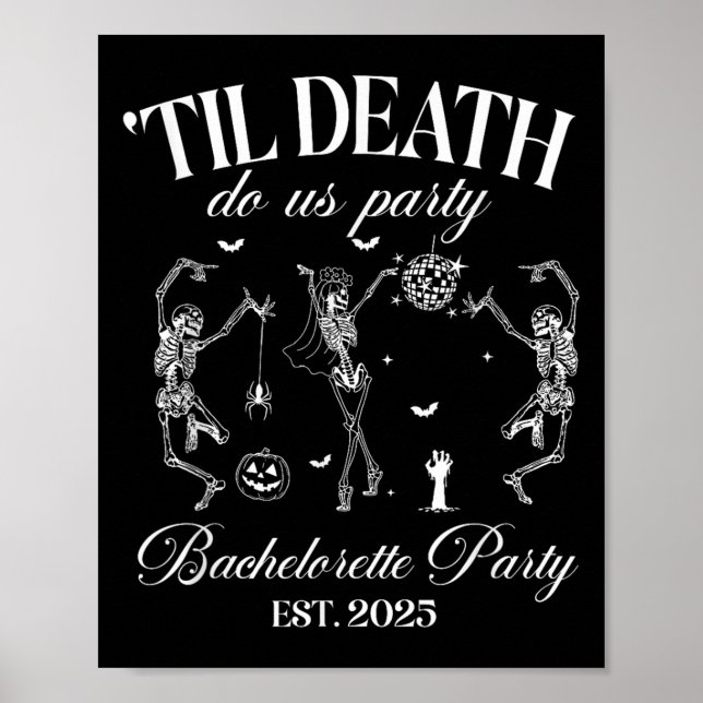 Til Död Do US Party Retro Halloween Bachelorette Poster (Framsidan)