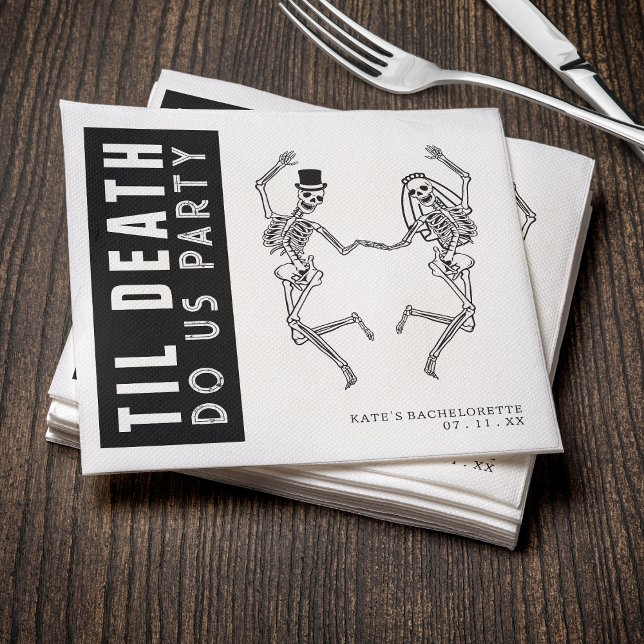 Til Död Do US Party Skeleton Couple Bachelorette Pappersservett (Til Death Do Us Party Skeleton Couple Bachelorette Napkins
)
