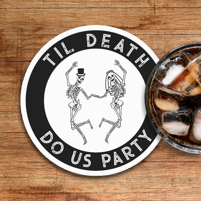 Til Död Do US Party Skeleton Couple Bachelorette Underlägg Papper Rund (Til Death Do Us Party Skeleton Couple Bachelorette Round Paper Coaster
)