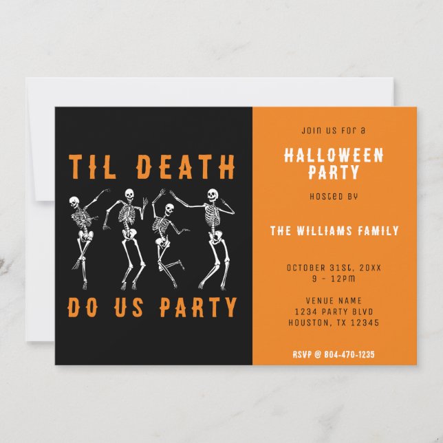Til Död Do US Party Skeleton Halloween fest Inbjudningar (Framsida)