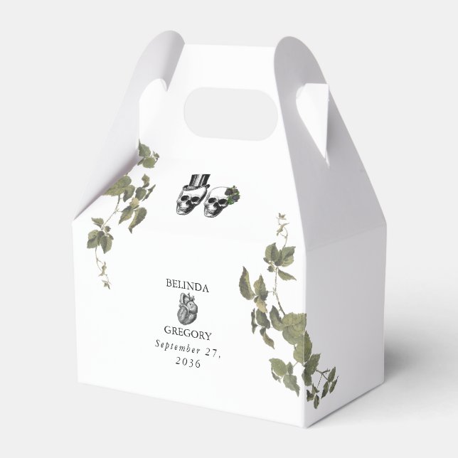 Til Död Gothic Heart Blommigt Döskallar Bröllop Presentaskar (Framsidan Sidan)