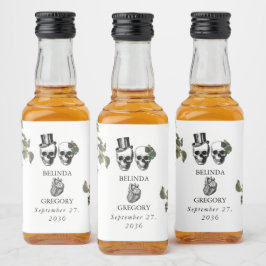 Til Död Gothic Heart Blommigt Döskallar Bröllop Spritflaskor Etikett