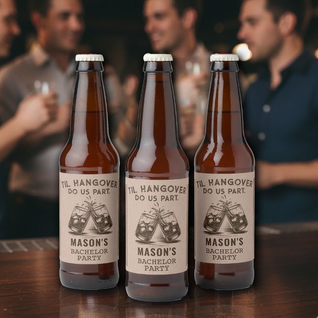 Til Hangover Do US Part Bachelor Party Ölflaska Etikett (Til Hangover Do Us Part Funn Bachelor Party Beer Bottle Label)