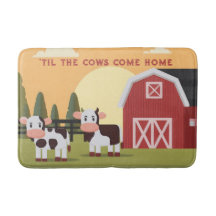 Til the Cows Come Home Two Cows Red Barn Sunrise