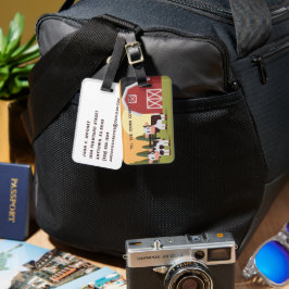 Til the Cows Come Home Two Cows Red Barn Sunrise Bagagebricka