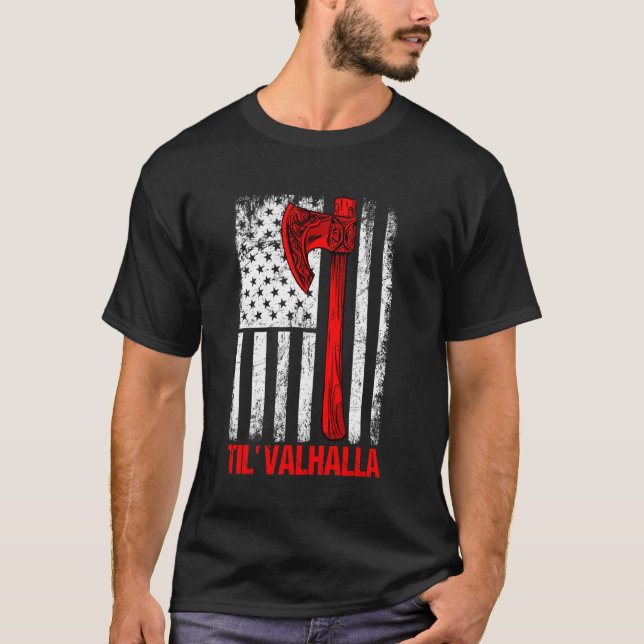 Til Valhalla Viking Man - Norse Mythology T Shirt (Framsida)