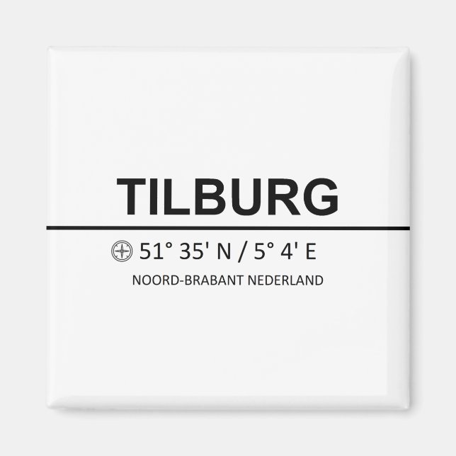 Tilburgkoordinater - Tilburgkoordinaten Magnet (Framsidan)