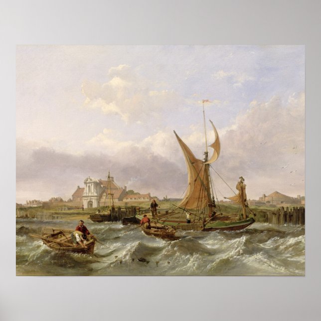 Tilbury Fort - Vind Against the Tide, 1853 (olja p Poster (Framsidan)
