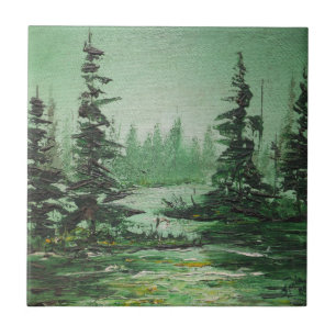 Tile Ann Hayes Painting Grönt Forest Kakelplatta