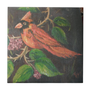 Tile Ann Hayes Painting Kardinal Kakelplatta