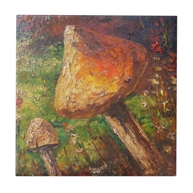 Tile Ann Hayes Painting Mushroom Kakelplatta (Framsidan)