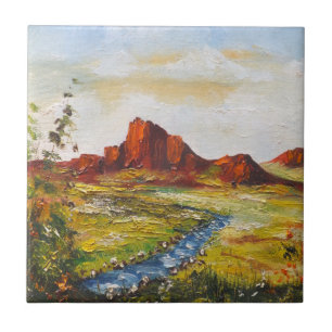 Tile Ann Hayes Painting Red Sten Canyan Kakelplatta