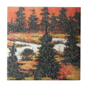 Tile Ann Hayes Painting Träd Delight Kakelplatta
