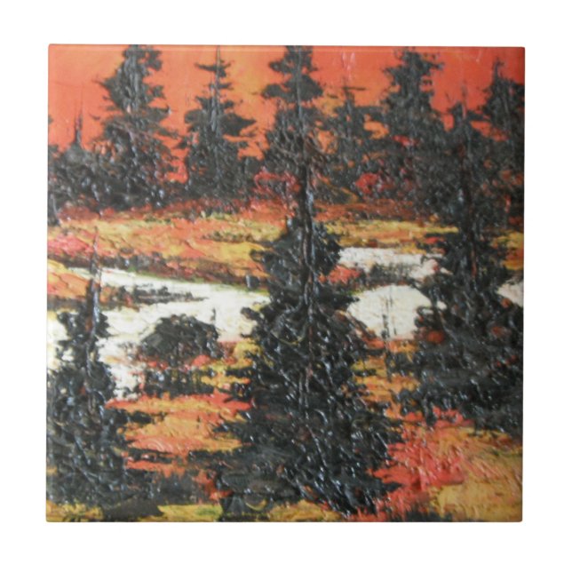 Tile Ann Hayes Painting Träd Delight Kakelplatta (Framsidan)