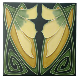 Tile - Art nouveau Grönt - Elfenbenskustens bakgru Kakelplatta