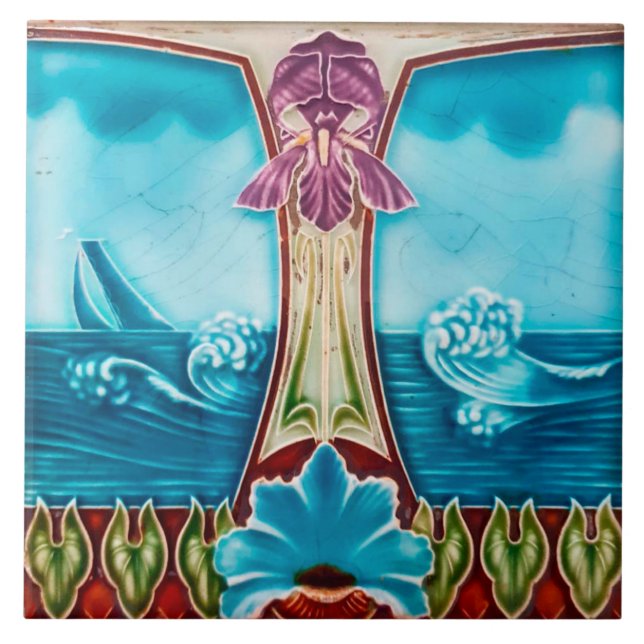 Tile art nouveau stil dekorativ fireplace kakelplatta (Framsidan)