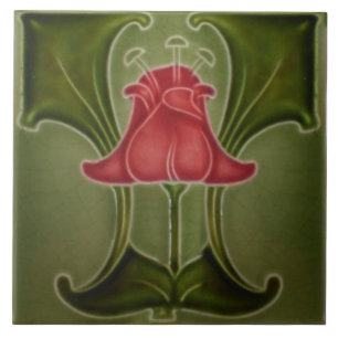 Tile art nouveau stil dekorativ fireplace kakelplatta