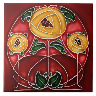 Tile art nouveau stil dekorativ fireplace kakelplatta