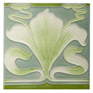 Tile art nouveau stil dekorativ fireplace kakelplatta