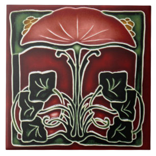 Tile art nouveau stil dekorativ fireplace kakelplatta