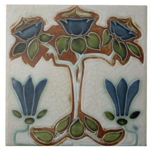 Tile art nouveau stil dekorativ fireplace kakelplatta