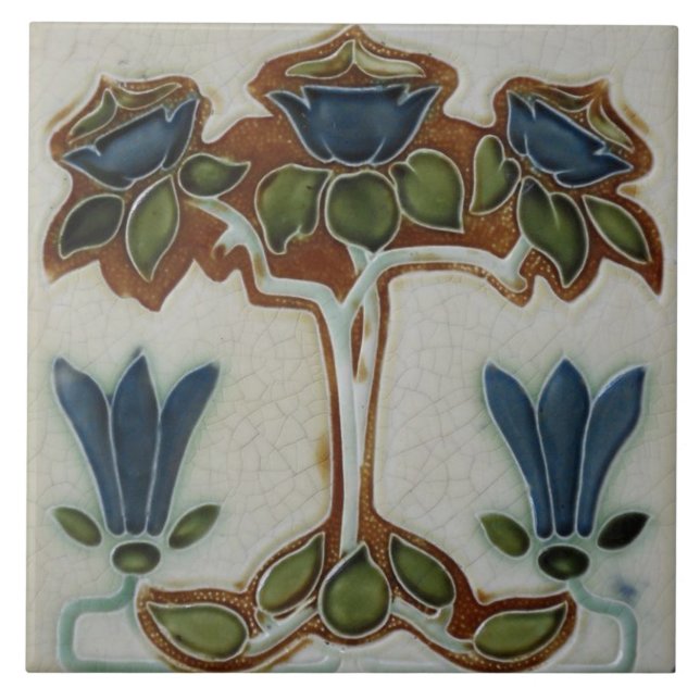 Tile art nouveau stil dekorativ fireplace kakelplatta (Framsidan)