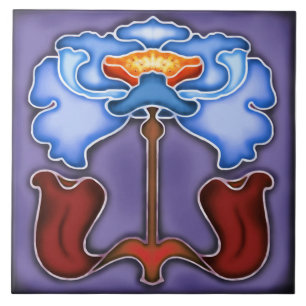 Tile art nouveau stil dekorativ fireplace kakelplatta