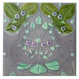 Tile art nouveau stil dekorativ fireplace kakelplatta