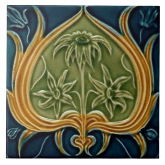 Tile art nouveau stil dekorativ fireplace kakelplatta