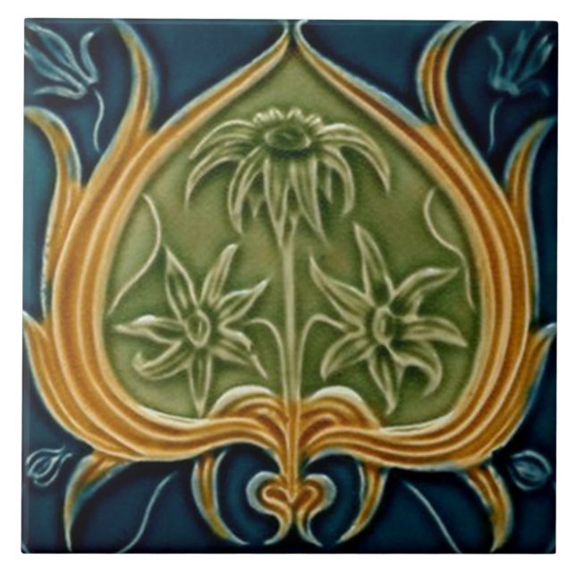 Tile art nouveau stil dekorativ fireplace kakelplatta (Framsidan)