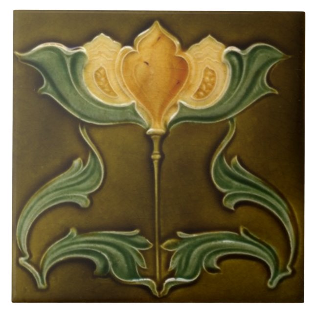 Tile art nouveau stil dekorativ fireplace kakelplatta (Framsidan)