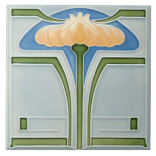 Tile art nouveau stil dekorativ fireplace kakelplatta