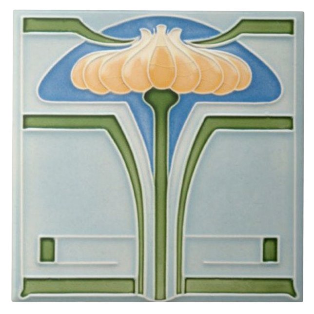 Tile art nouveau stil dekorativ fireplace kakelplatta (Framsidan)
