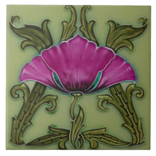 Tile art nouveau stil dekorativ fireplace kakelplatta