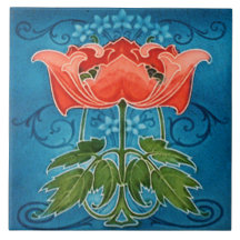 Tile art nouveau stil dekorativ fireplace