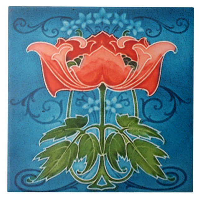 Tile art nouveau stil dekorativ fireplace kakelplatta (Framsidan)