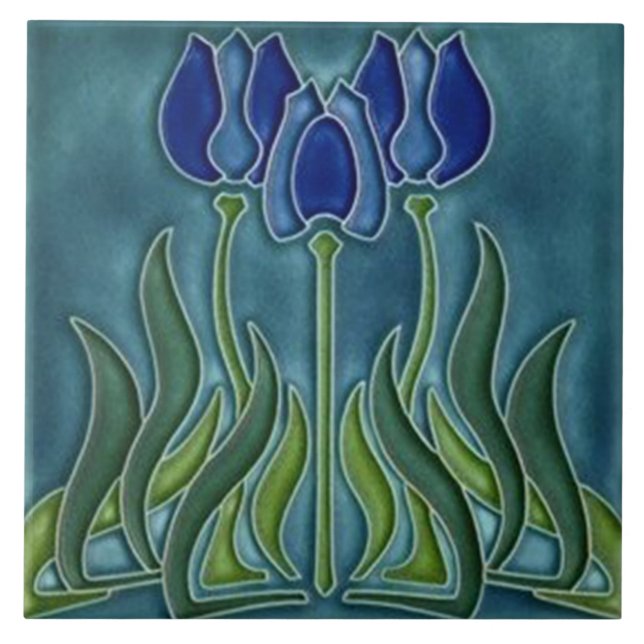Tile art nouveau stil dekorativ fireplace kakelplatta (Framsidan)
