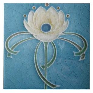 Tile art nouveau stil dekorativ fireplace kakelplatta