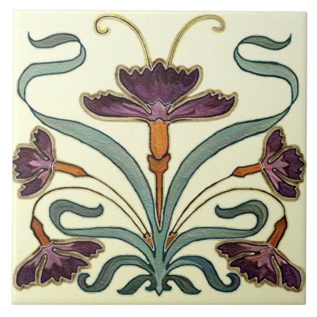 Tile art nouveau stil dekorativ fireplace kakelplatta (Framsidan)