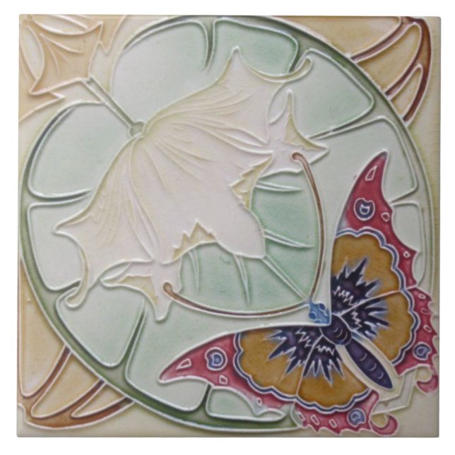 Tile art nouveau stil dekorativ fireplace kakelplatta (Framsidan)