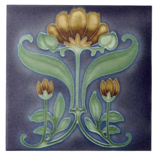 Tile art nouveau stil dekorativ fireplace kakelplatta