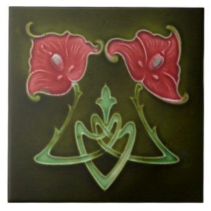 Tile art nouveau stil dekorativ fireplace kakelplatta