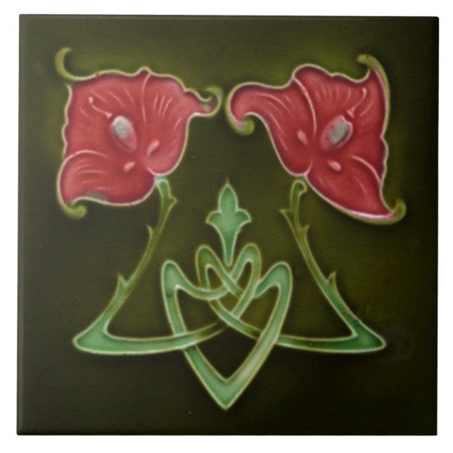 Tile art nouveau stil dekorativ fireplace kakelplatta (Framsidan)