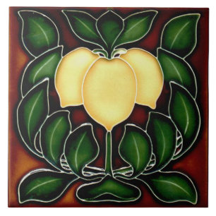 Tile art nouveau stil dekorativ fireplace kakelplatta