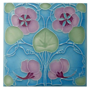 Tile art nouveau stil dekorativ fireplace kakelplatta