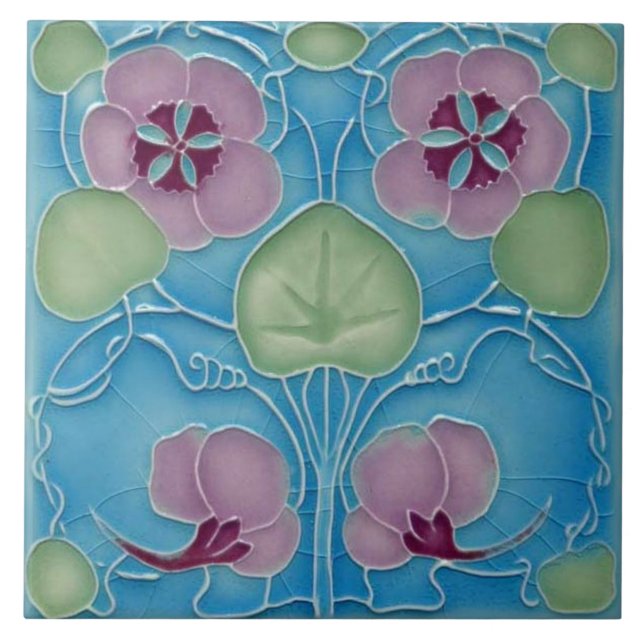 Tile art nouveau stil dekorativ fireplace kakelplatta (Framsidan)