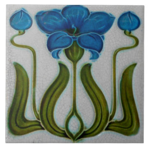 Tile art nouveau stil dekorativ fireplace kakelplatta