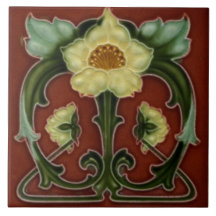 Tile art nouveau stil dekorativ fireplace